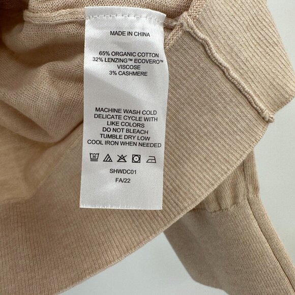 Quince Women’s Lightweight Heather Oatmeal Cotton Cashmere V-Neck Sweater sz XS - Picture 2 of 3